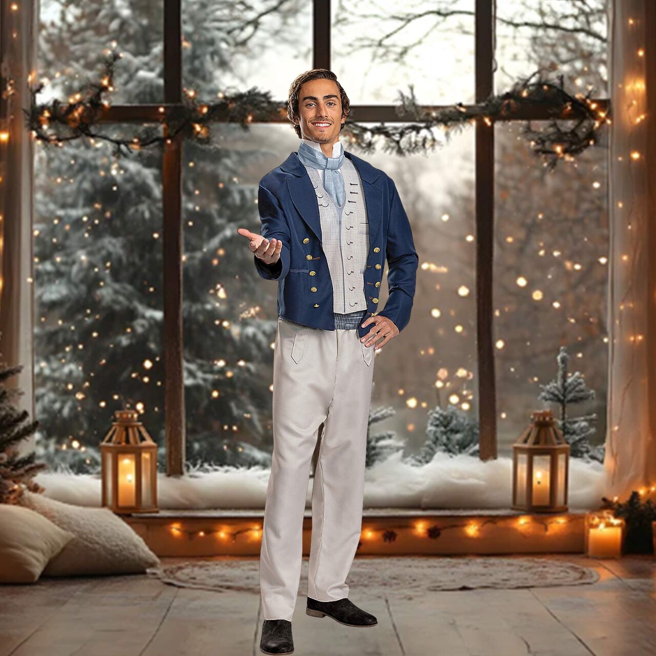 Navy Jacket and Blue Cravat Prince Eric Deluxe Costume Perfect for Halloween Adult Large/Extra Large fits 42–46